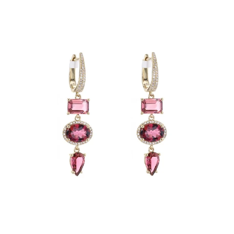 Tourmaline & Diamond Drop Earrings