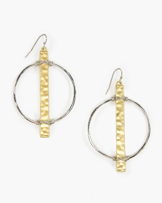 Wire Wrapped Bar on Circle Earring (ER475)