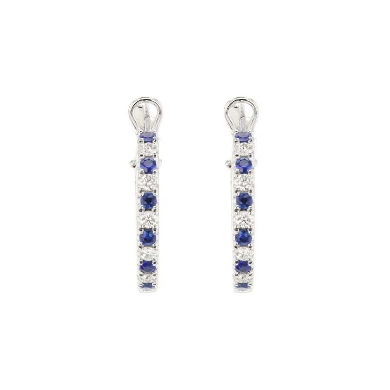 Blue Sapphire & Diamond Hoop Earrings | M10277473