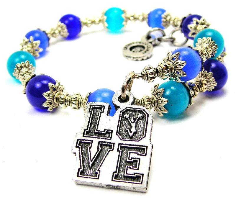 Love With Cheerleader In O Cat's Eye Beaded Wrap Bracelet