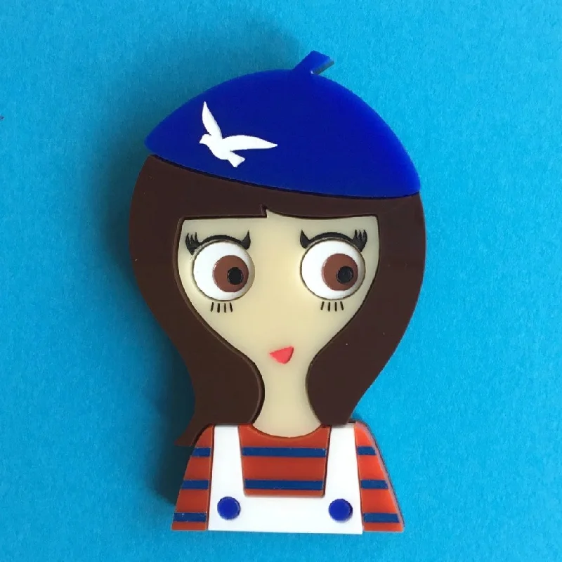 MARTINE Acrylic Brooch, a brunette from Brittany!