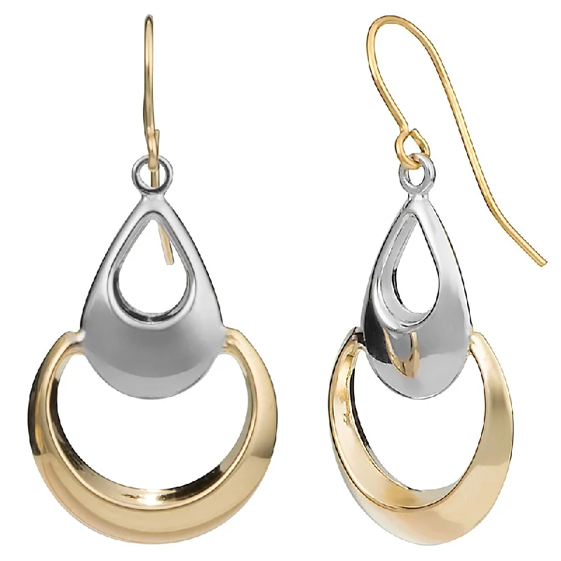 Fremada 10k Two-tone Gold Teardrop On Open Circle Dangle Earrings