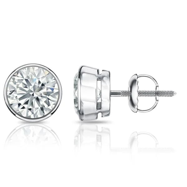 Auriya 14k Gold GIA Certified 6.00 ct. TDW Bezel Set Round Diamond Stud Earrings