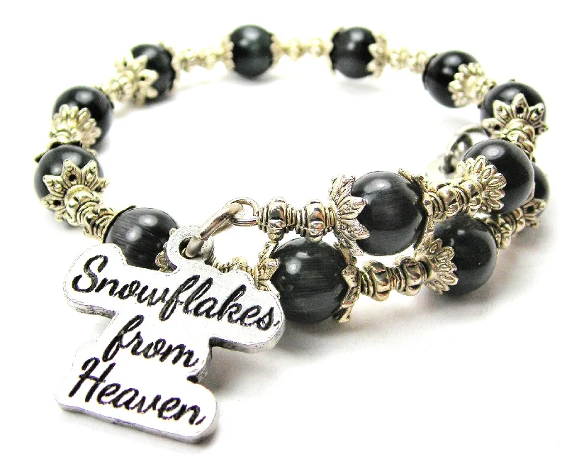 Snowflakes From Heaven Cat's Eye Beaded Wrap Bracelet