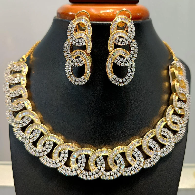 Jain Jewellers  Gold Plated  AD Necklace Set