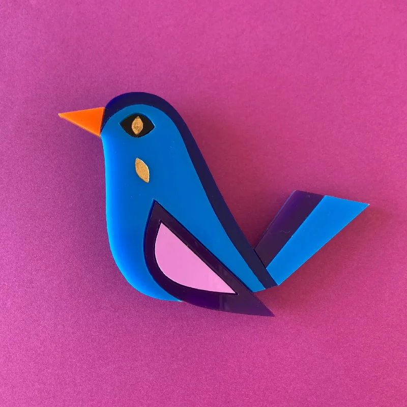 BLUE BIRD Acrylic Brooch