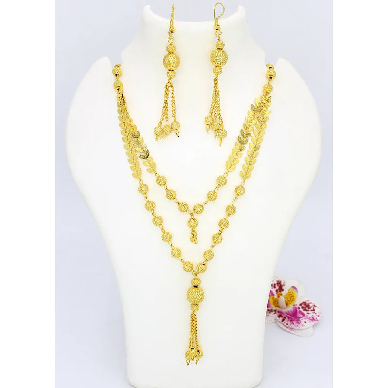 Mahavir Dye Gold Long Necklace Set