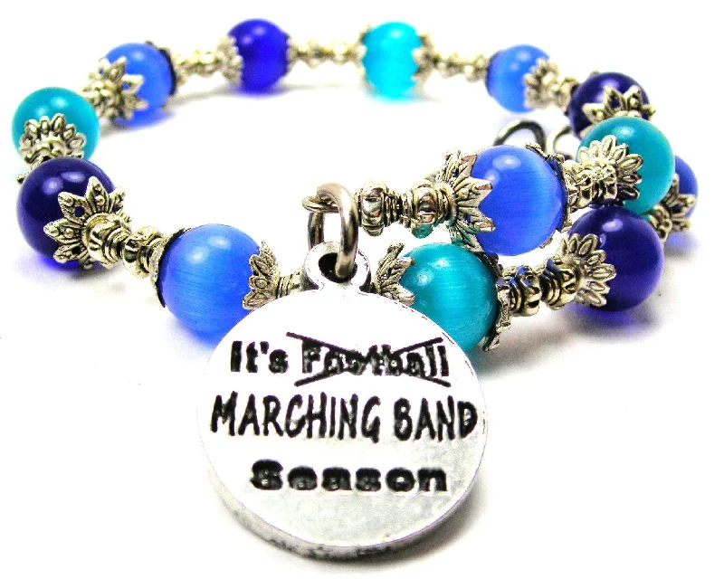 Its Marching Band Season Cat's Eye Beaded Wrap Bracelet