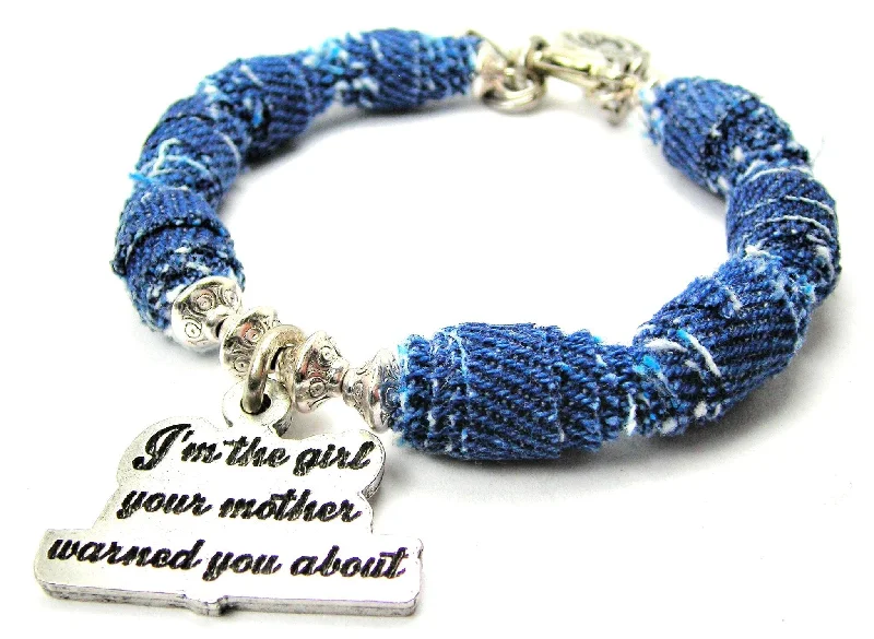 I'm The Girl Your Mother Warned You About Blue Jean Beaded Toggle Bracelet