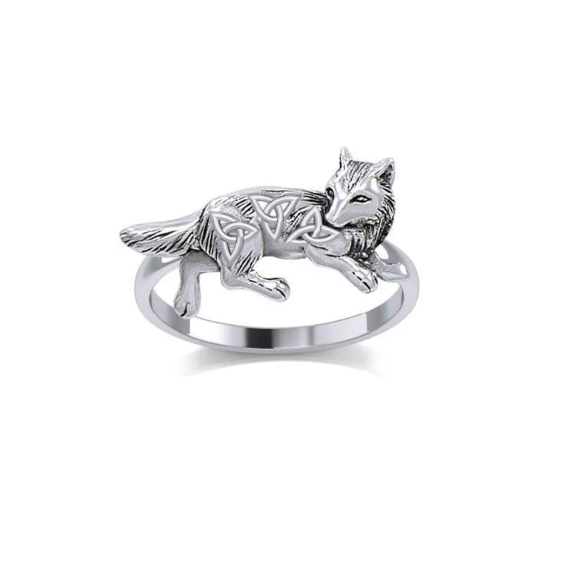 Celtic Wolf Silver Ring TRI2276