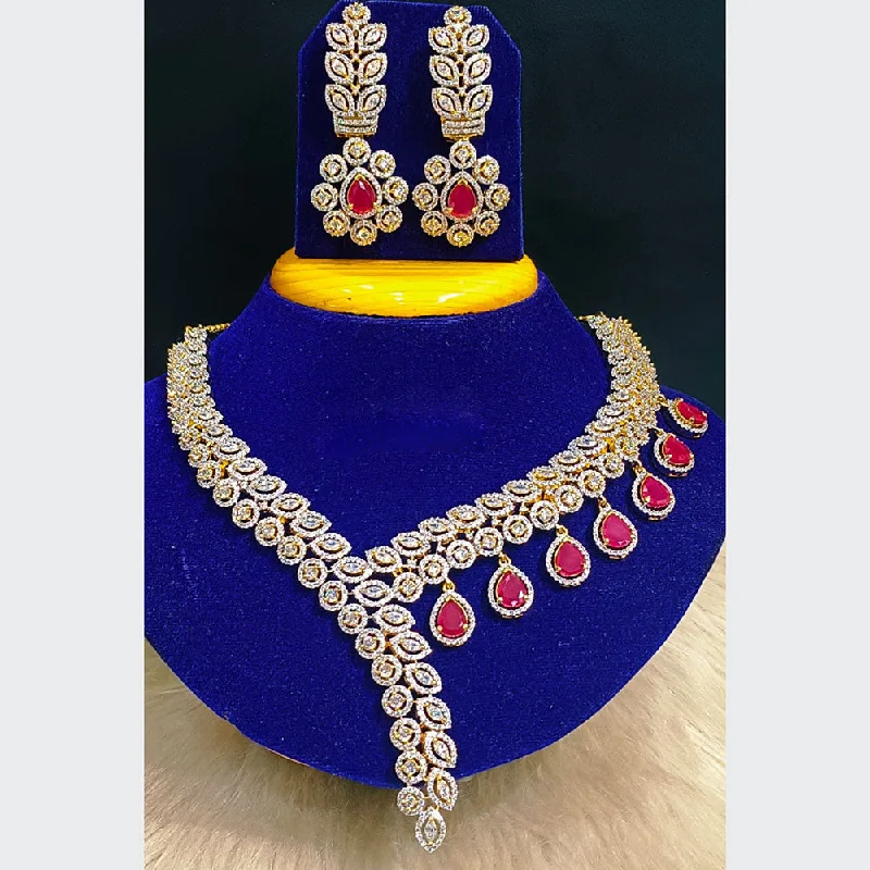 Jain Jewellers Gold Plated AD Stone  Necklace Set