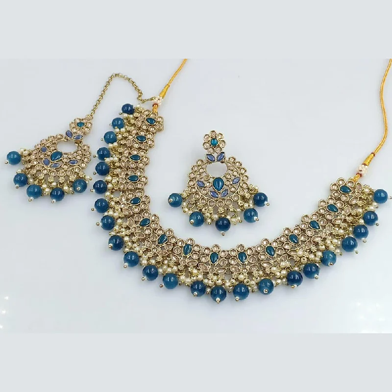 Rani Sati Jewels Gold Plated Crystal And Kundan Stone Necklace Set