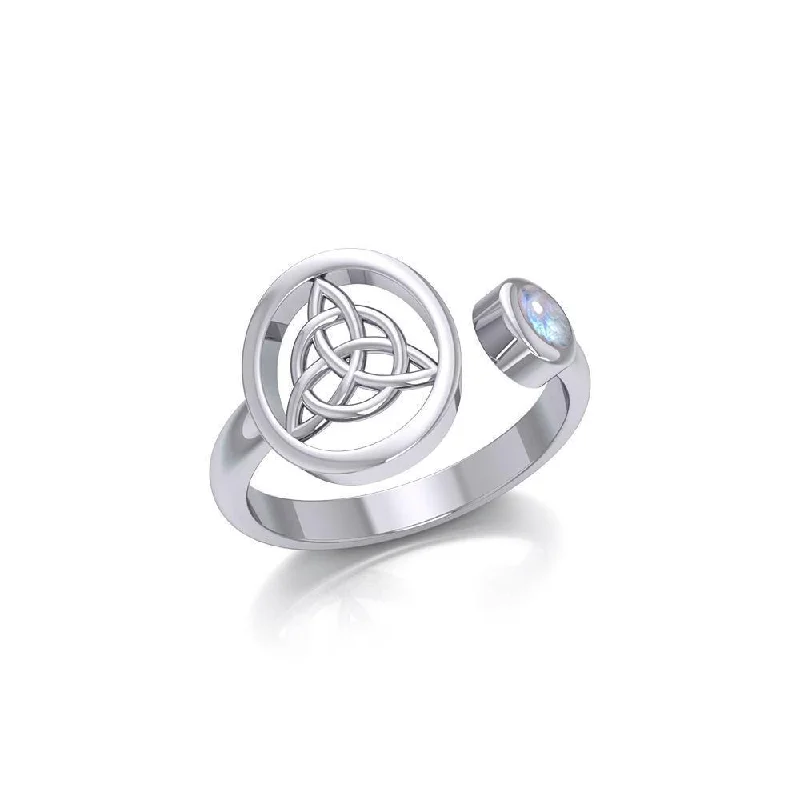 Small Silver Triquetra Ring with Gemstone TRI1800