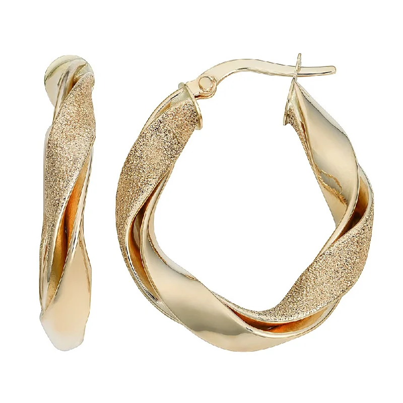 Fremada 10k Yellow Gold Twisted Oval Hoop Earrings