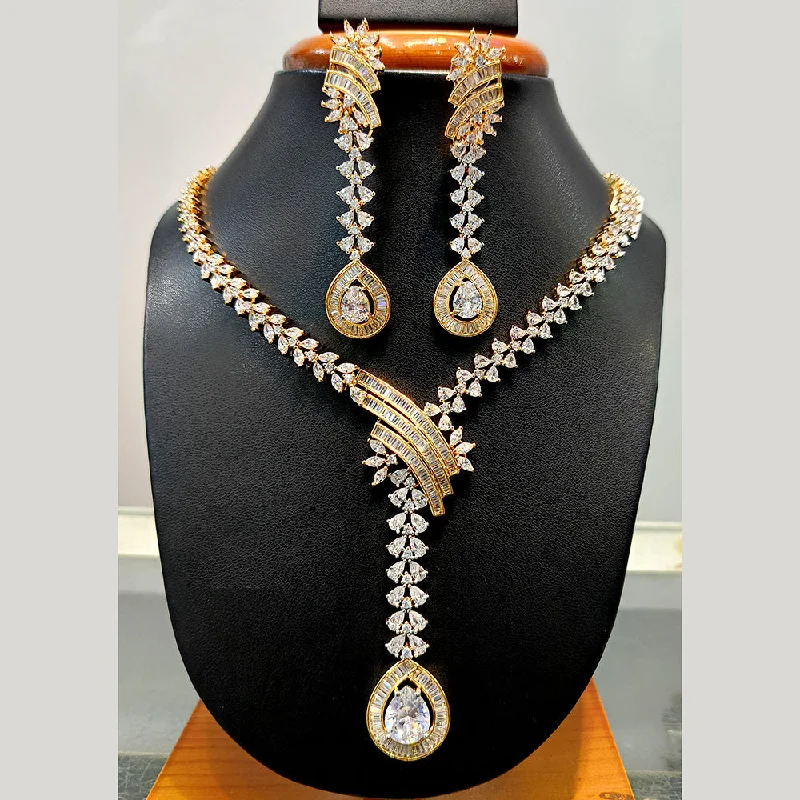 Jain Jewellers  Gold Plated  AD Necklace Set