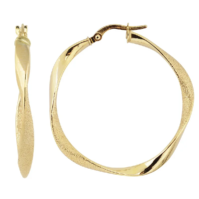 Fremada Italian 14k Yellow Gold 3x25-mm Twisted Hoop Earrings