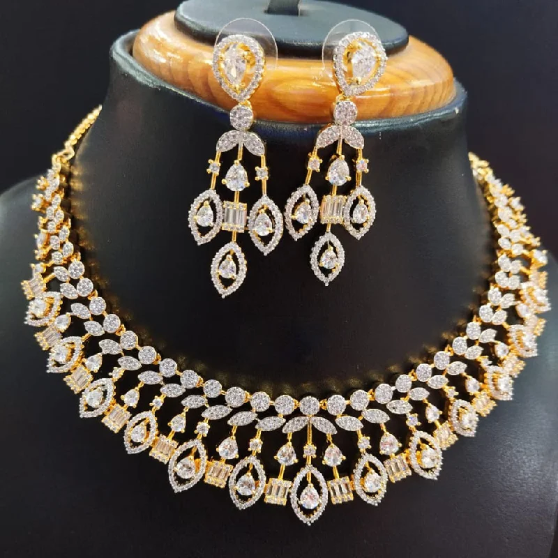 Jain Jewellers Gold Plated AD Necklace Set