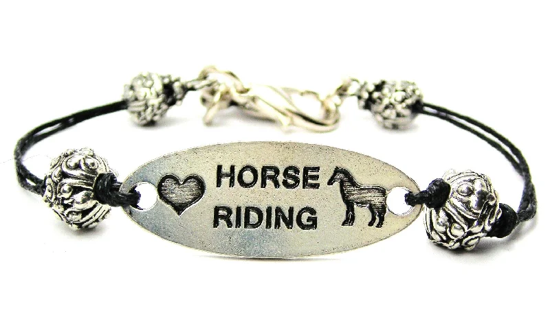 Love Horse Riding Black Cord Connector Bracelet