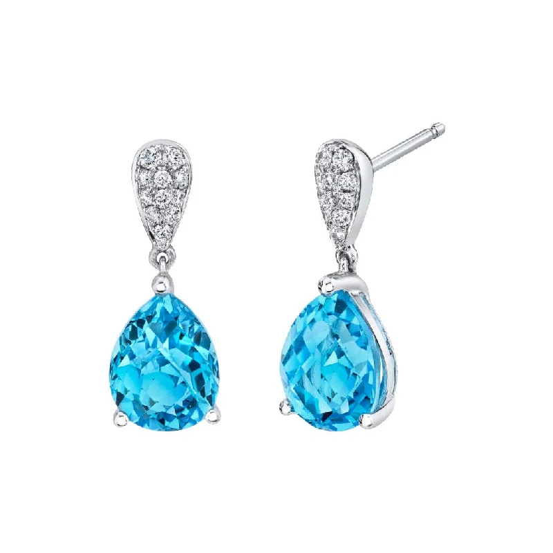 Topaz & Diamond Drop Earrings