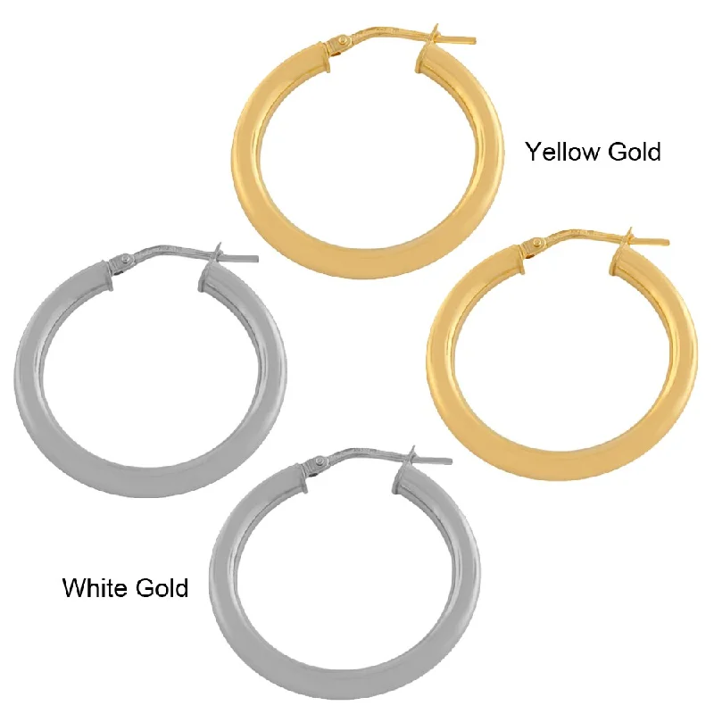 Fremada 14k Gold 3x20-mm Polished Tube Hoop Earrings