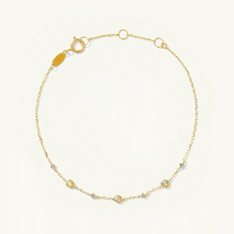 Opal + Diamond Station Bracelet - Reversible