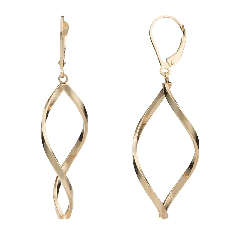 Fremada 14k Yellow Gold Twisted Marquise Leverback Earrings