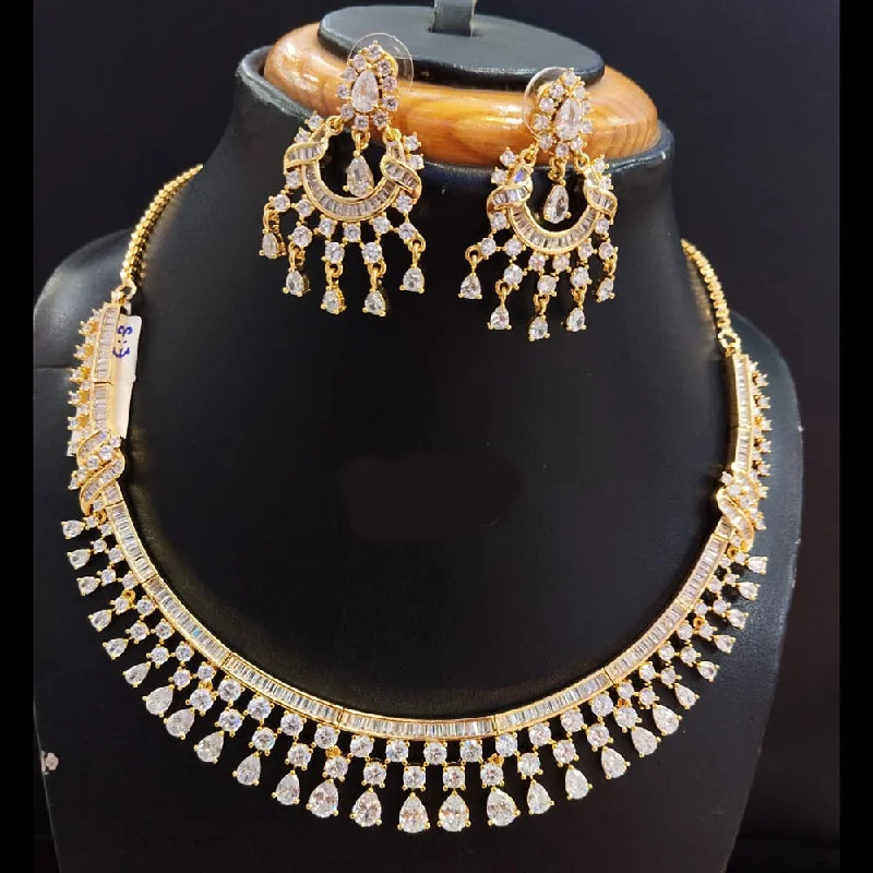 Jain Jewellers Gold Plated AD Necklace Set