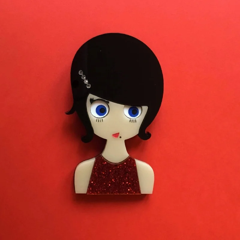 AUDREY Acrylic Brooch, Glitter Dress Classy Girl