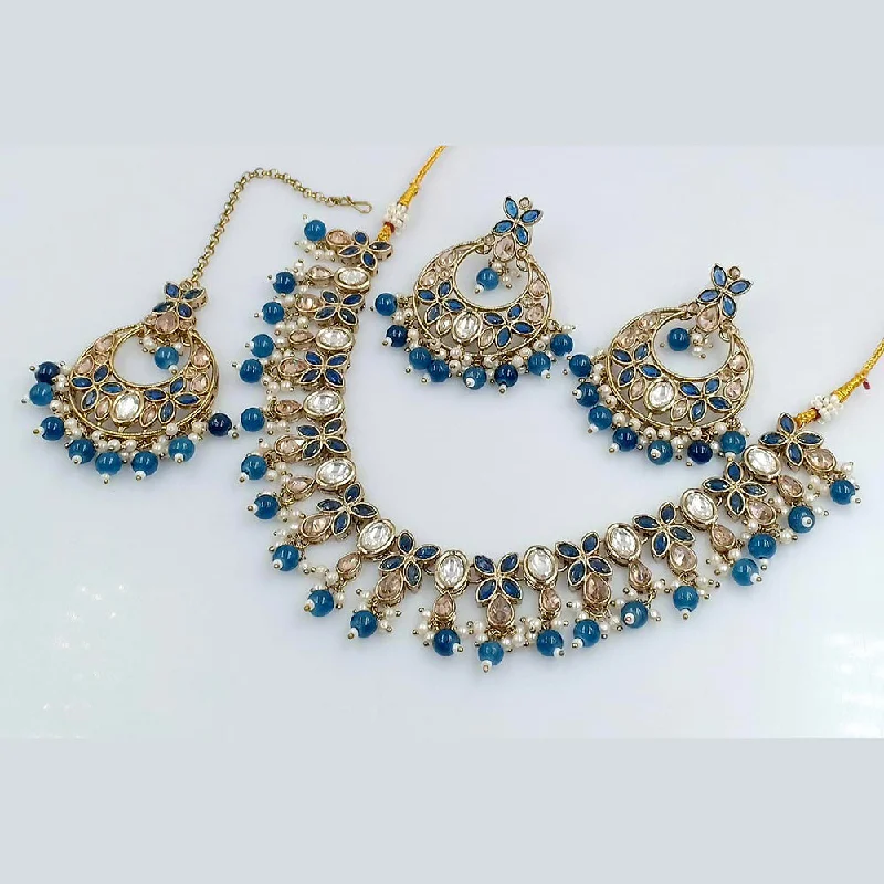 Rani Sati Jewels Gold Plated Crystal Stone Necklace Set