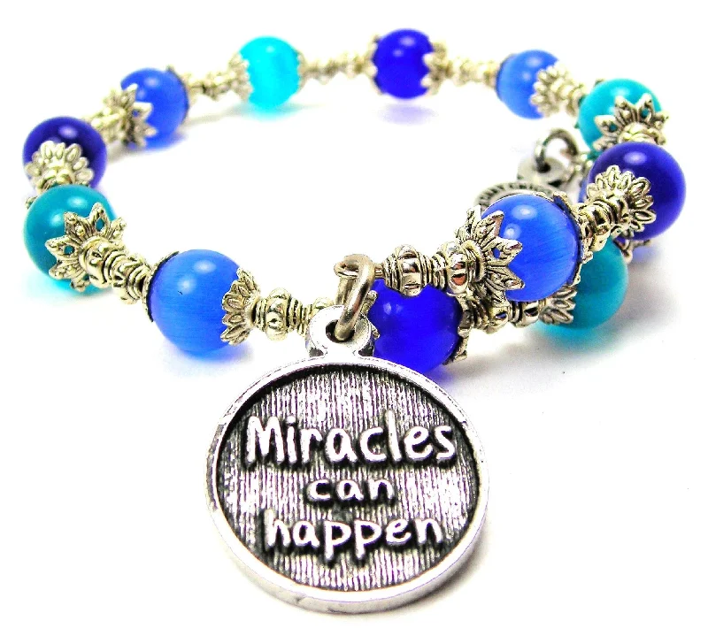 Miracles Can Happen Cat's Eye Beaded Wrap Bracelet