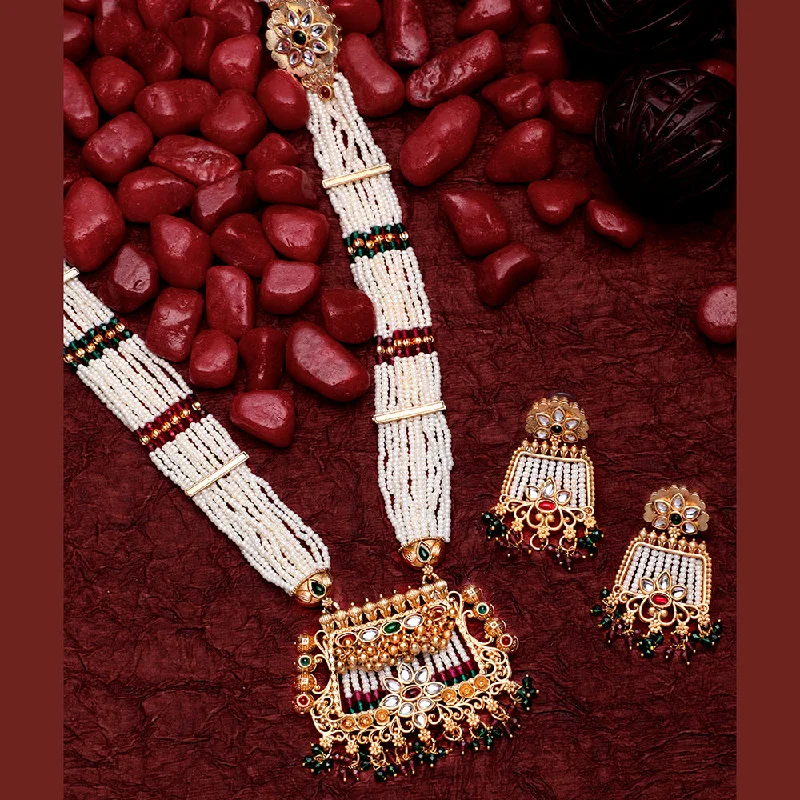 Asmitta Kundan And Pearl Long Necklace Set