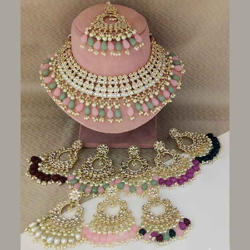 Rani Sati Jewels Gold Plated Kundan Choker Necklace Set