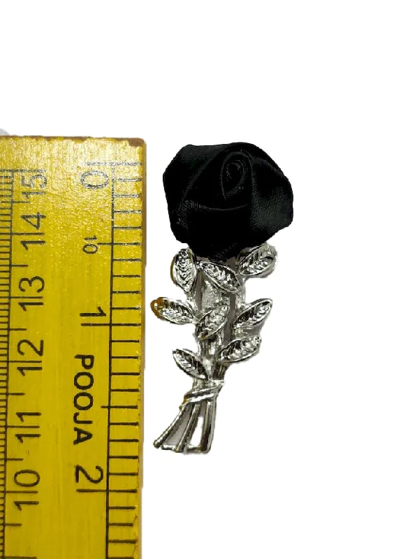 Black Flower Rose Designer Brooch