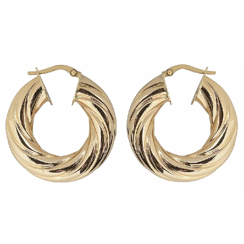 Fremada 10k Yellow Gold 7x15-mm Swirl Round Hoop Earrings