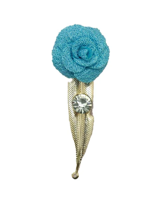 Bright Teal Open Flower Brooch