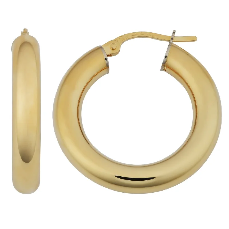 Fremada 18k Yellow Gold Italian 4x15-mm High Polish Hoop Earrings