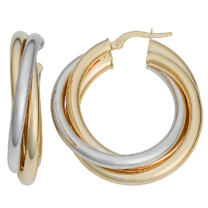 Fremada 10k Two-tone Triple Hoop Earrings