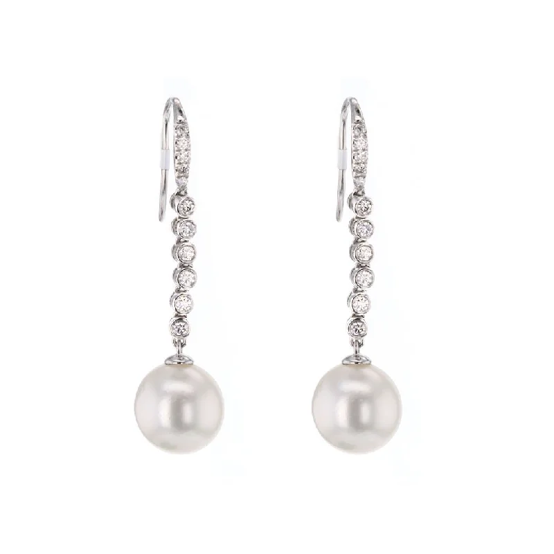 Pearl & Diamond Drop Earrings