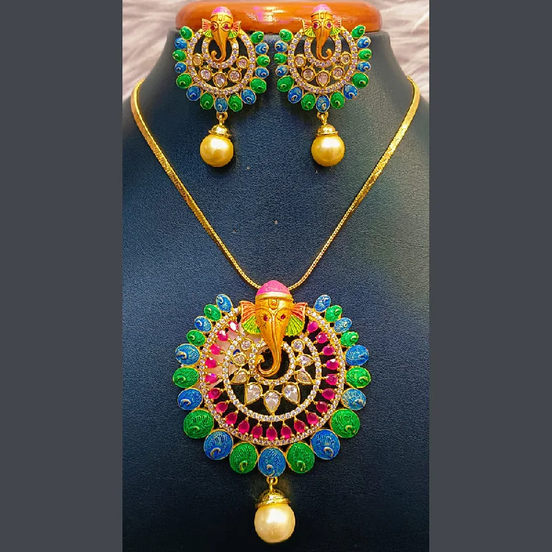 Jain Jewellers Gold Plated AD Stone Necklace Set