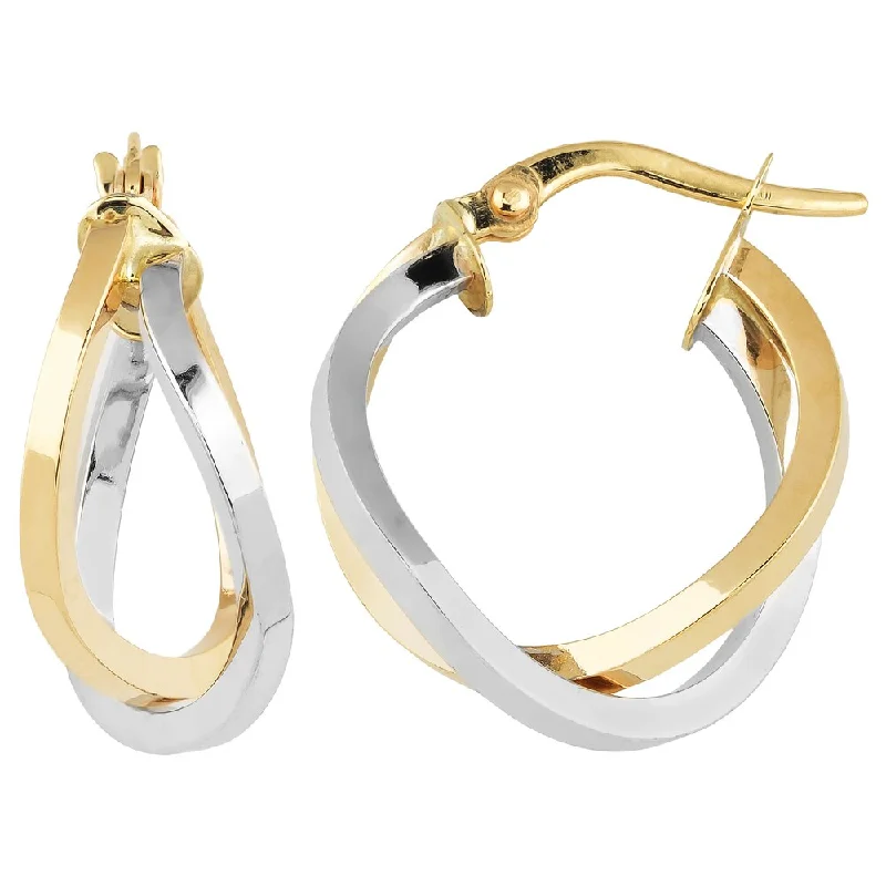 Fremada Italian 14k Two-Tone Gold High Polish Overlap Double Hoop Earrings