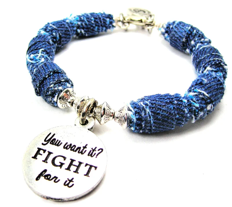 You Want It Fight For It Blue Jean Beaded Toggle Bracelet