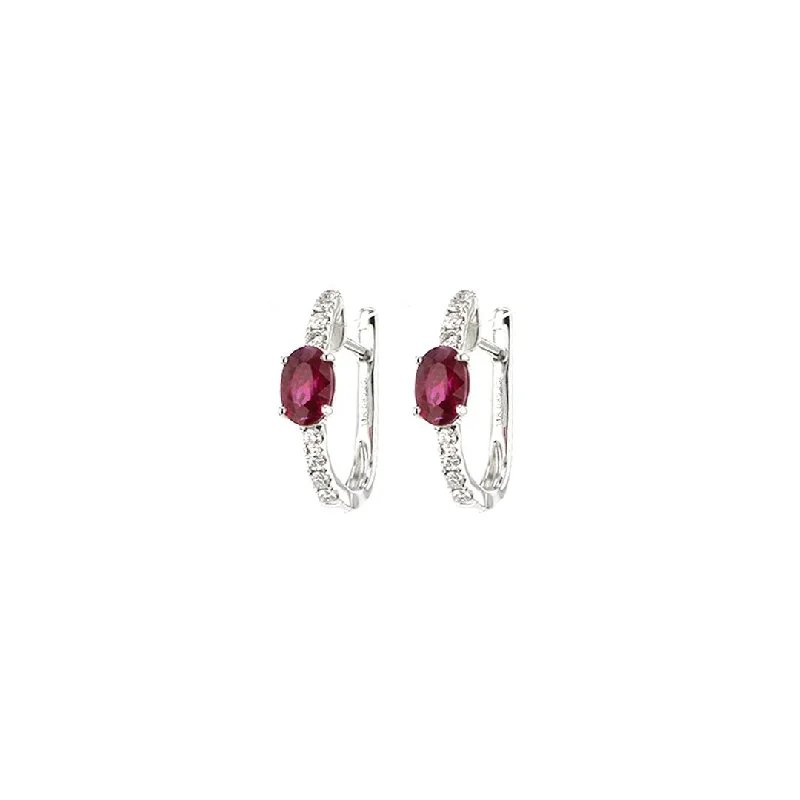 Ruby & Diamond Hoop Earrings