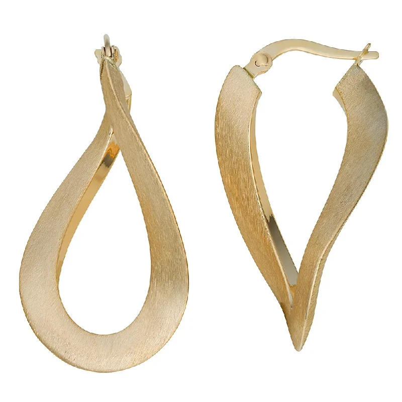 Fremada 10k Yellow Gold Satin Finish Twist Oval Hoop Earrings