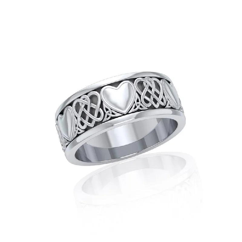 Share the gift of love ~ Celtic Knotwork and Hearts Sterling Silver Jewelry Ring TR3644