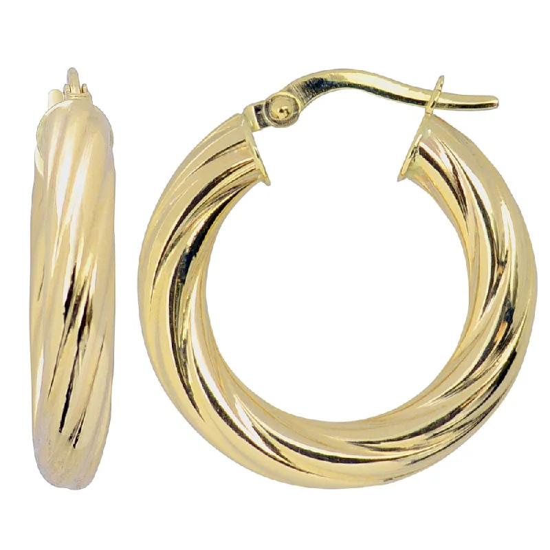 Fremada 10k Yellow Gold Swirl Design Hoop Earrings