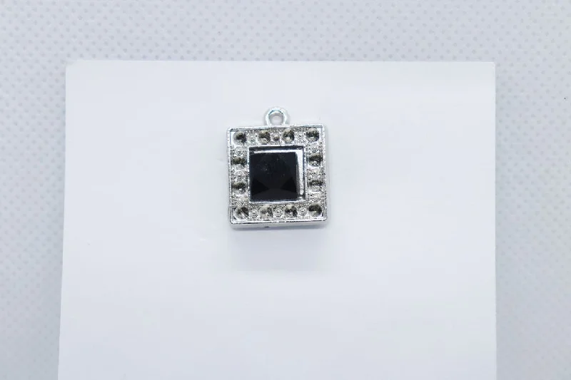 Silver Mirror With Black Centre Imitation Jewellery Lapel Pin