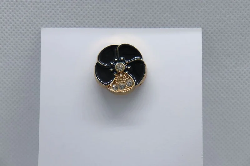 Black Fan With White Stone Imitation Jewellery Lapel Pin