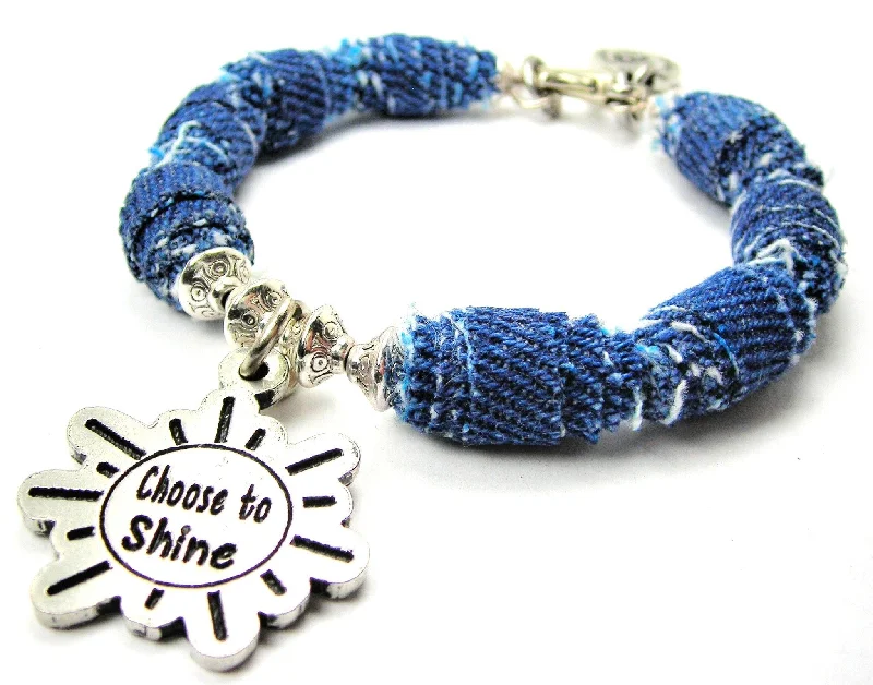 Choose To Shine Blue Jean Beaded Toggle Bracelet