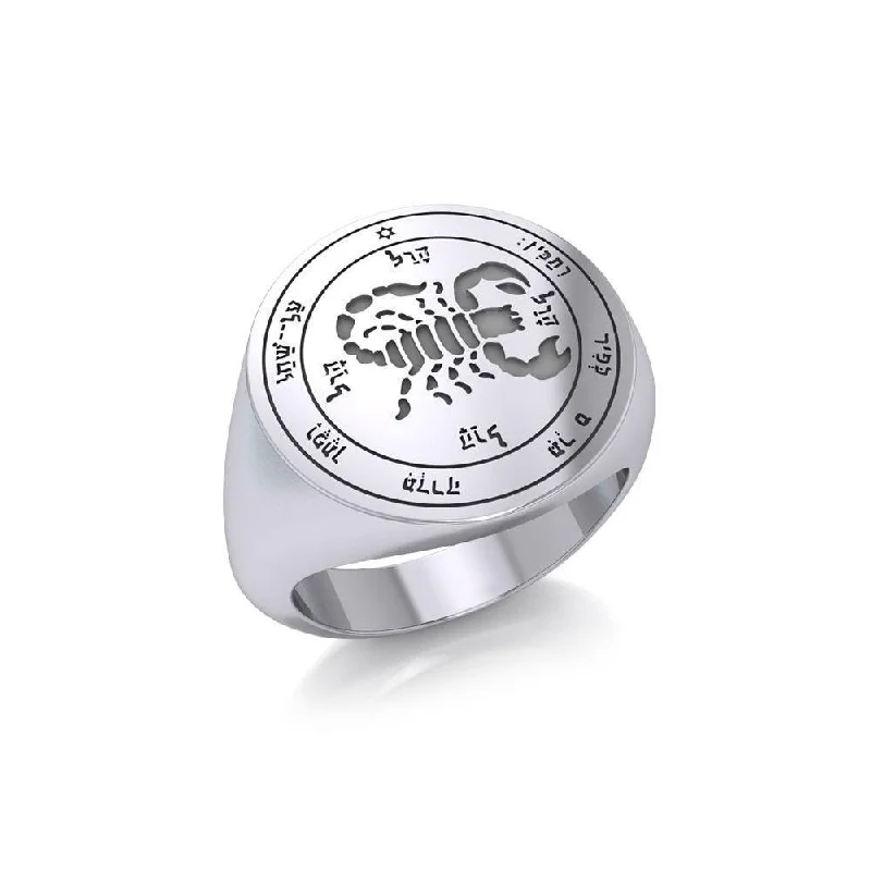 Fifth Pentacle of Mars Silver Signet Men Ring TRI1988