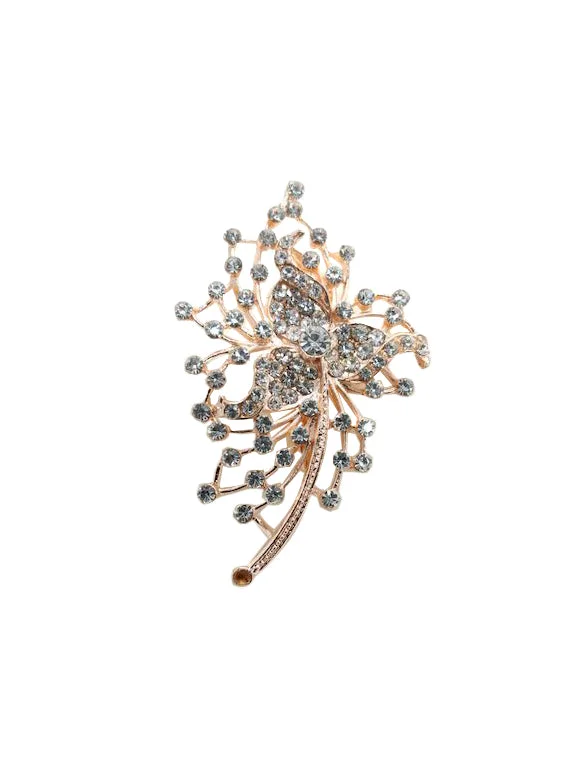 White Stone Work Rose Gold Brooch